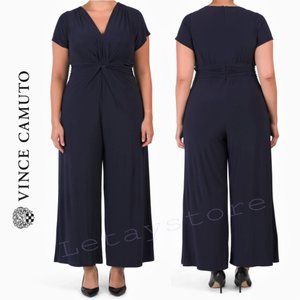 NWT Vince Camuto Plus Knot Front Wide Leg Jumpsuit